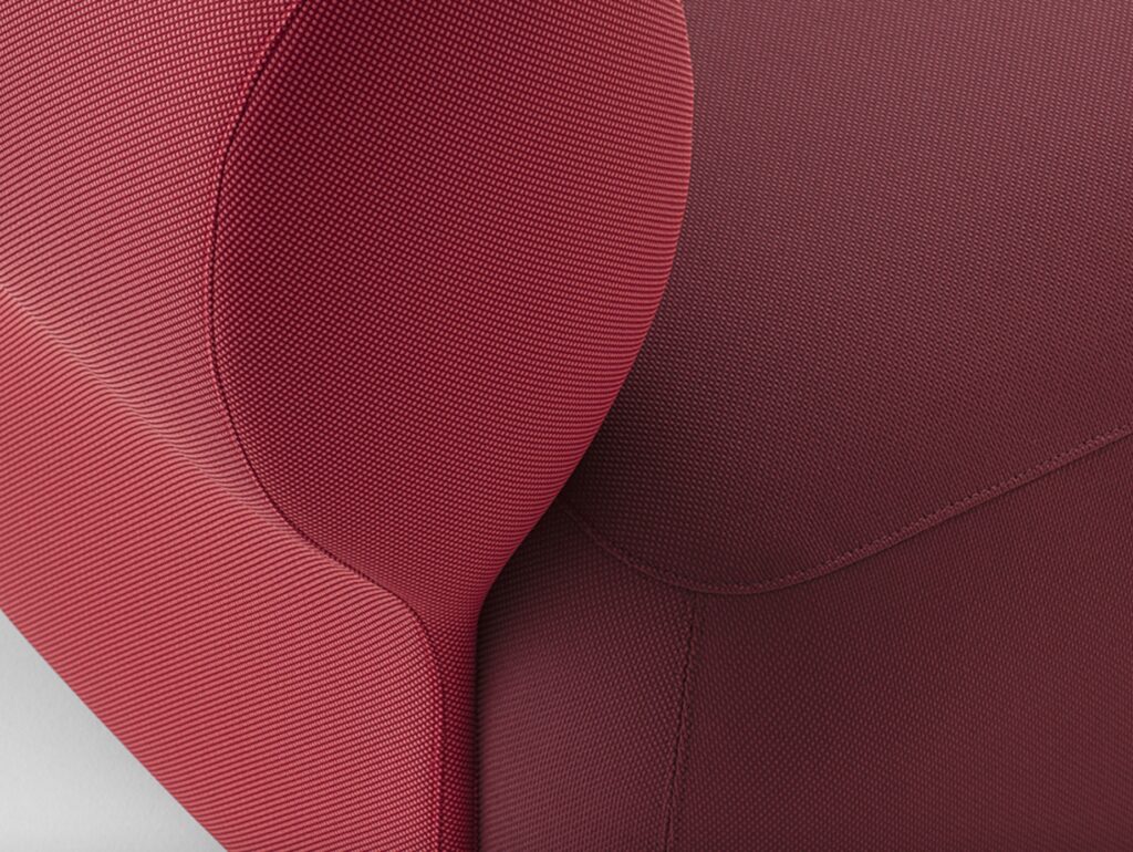 Upholstery detail: cherry red on maroon