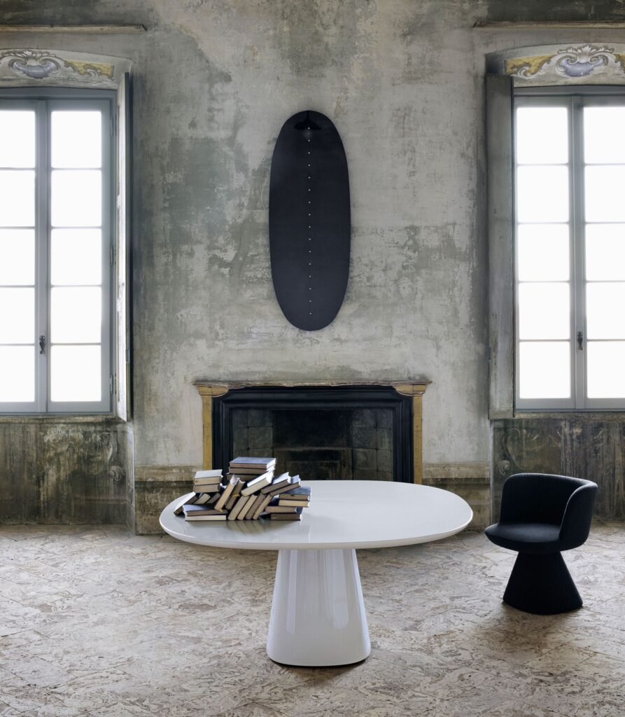 white table and black chair  in fancy country-estate style room