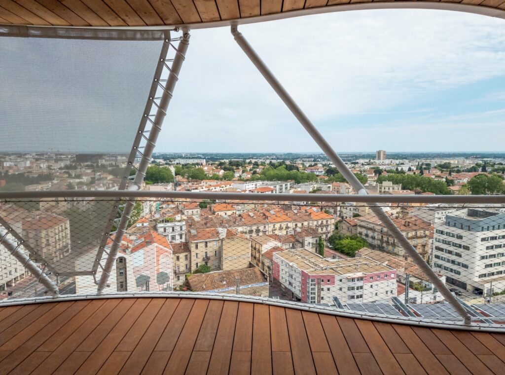 View looking out of building with N-durance Decking in foreground