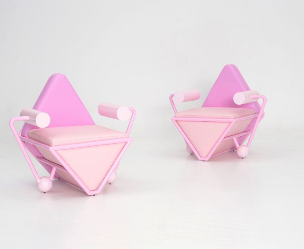 Pink triangle chairs