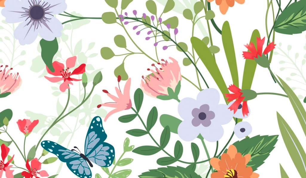 Custom wallpaper from LGD01 featuring illustrated flowers