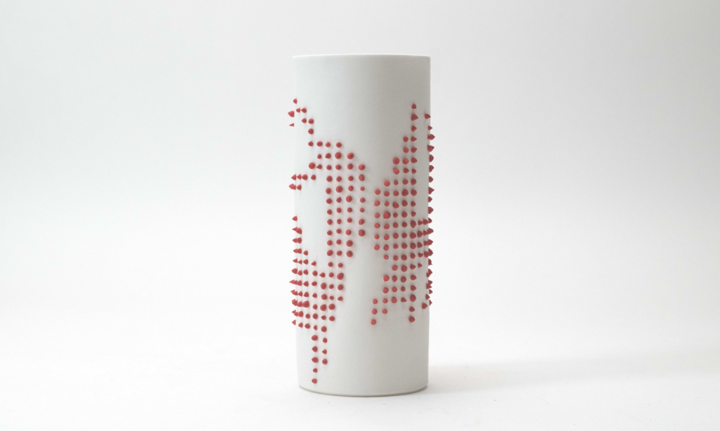 Bloody Mary cylindrical shaped ceramic with prickly red beads