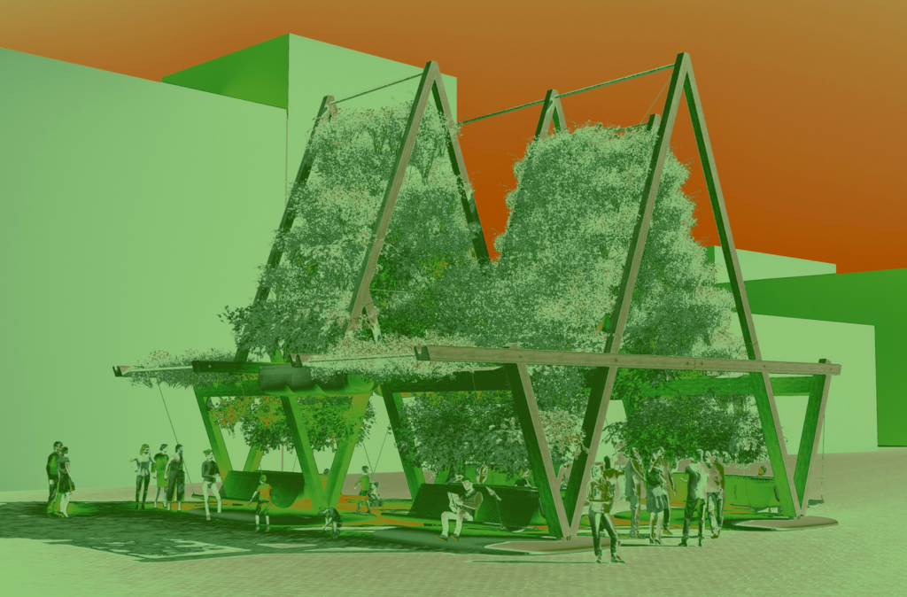 Rendering of Vert in green and orange