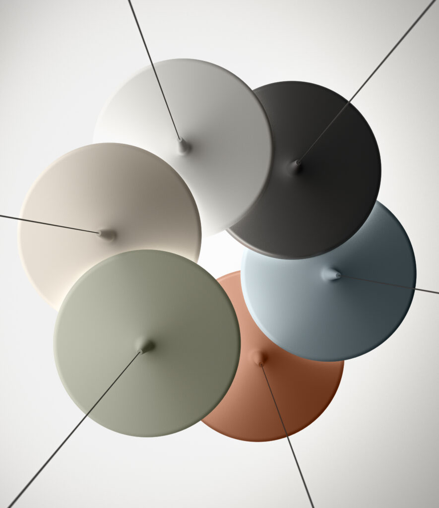 detailed view of Skan pendants in all colors