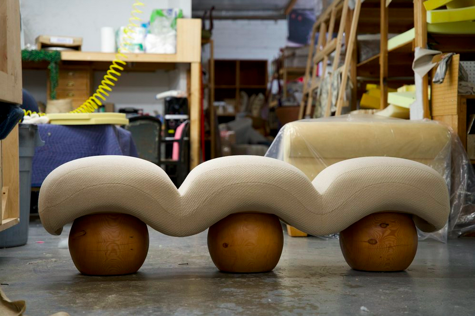 Wiggle Bench by Sam Klemick in studio