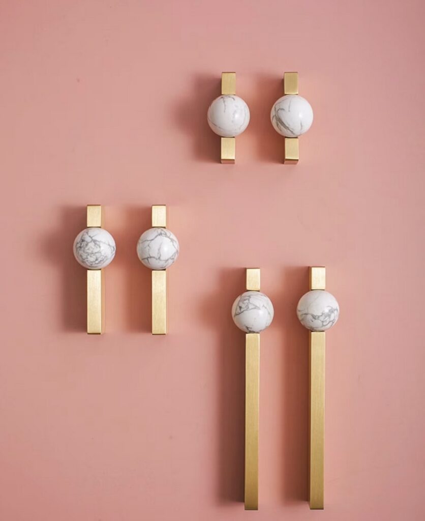 Brass and marble pulls horizontal shape