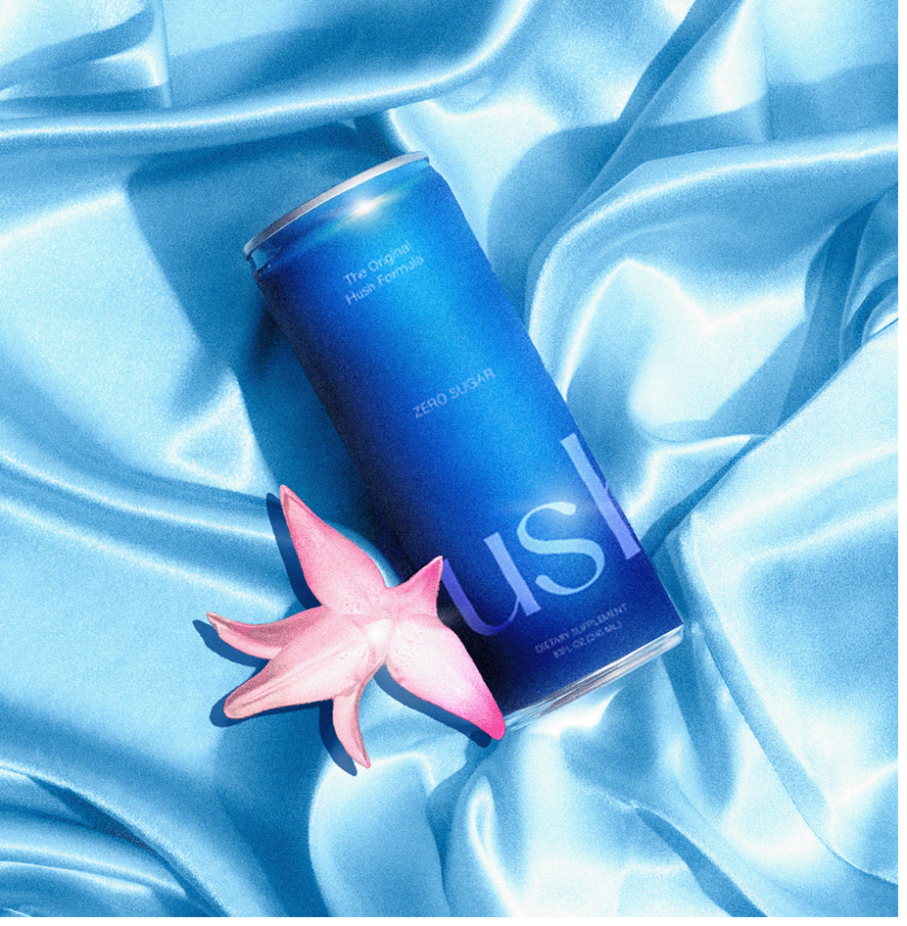 Sleep drink on light blue silk cloth background