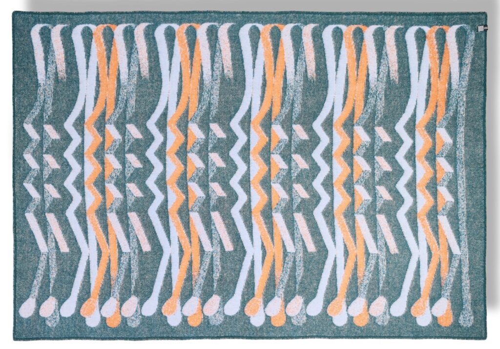 Bobby pin wool blanket abstract design