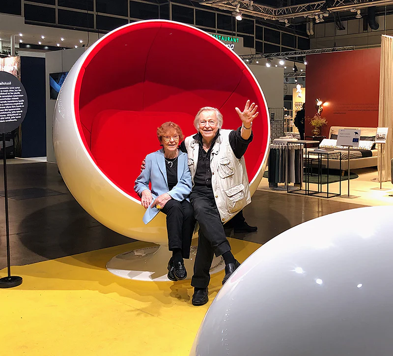 Giant Ball Chair with Eero Aarnio and his wife