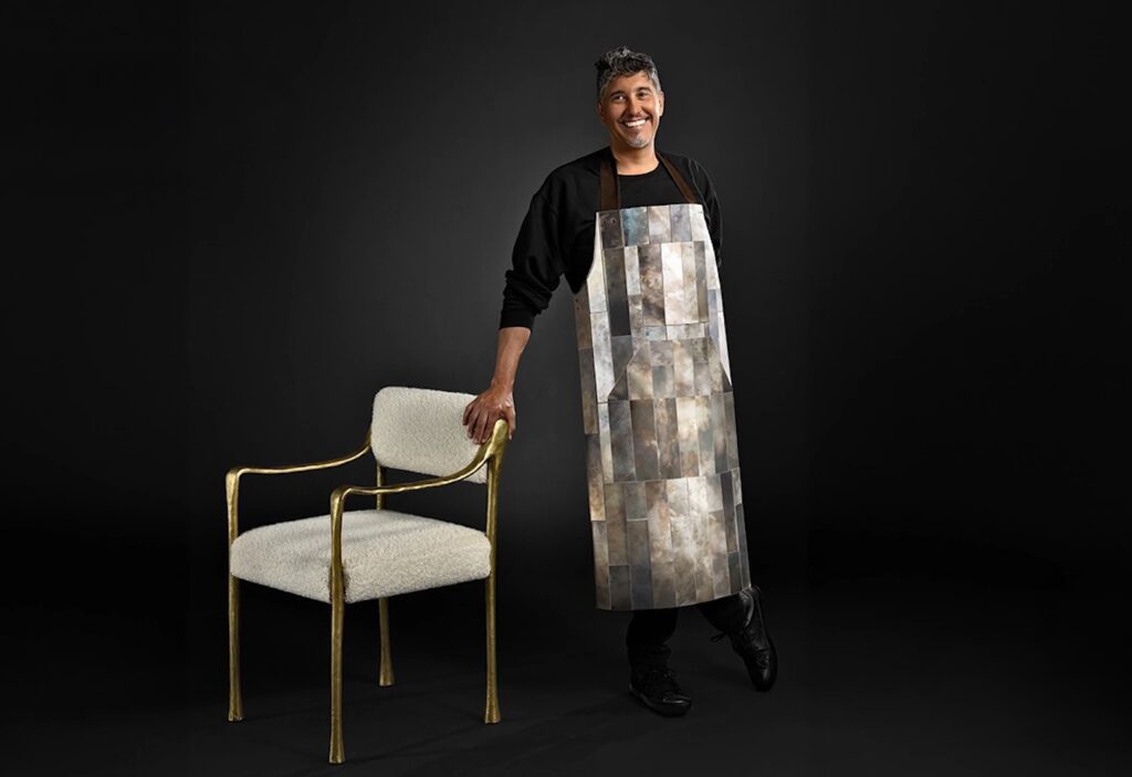 Mark De La Vega in tile apron