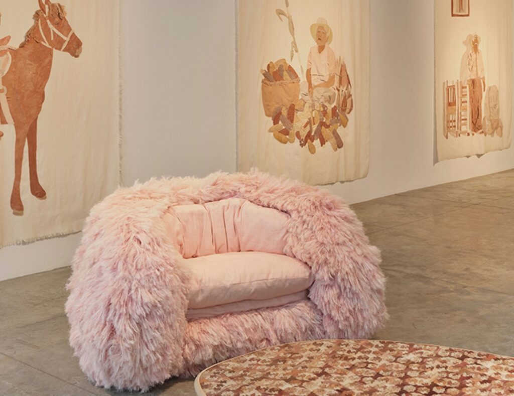 Pink agave loveseat