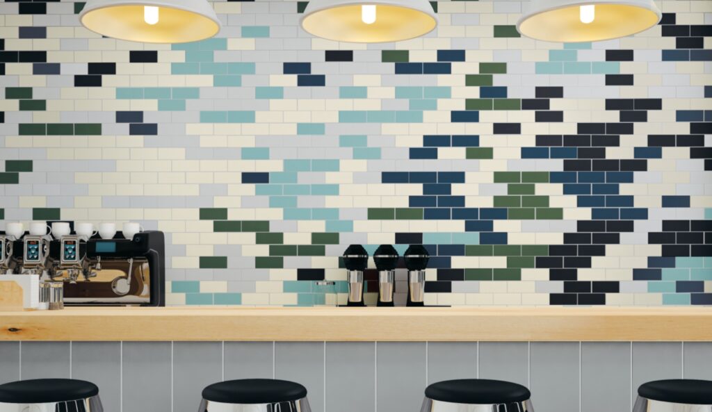 Colorful wall tile in café